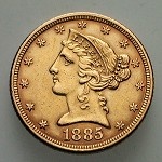 США, 5 долларов 1885г. Золото