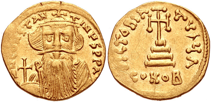 Византийский золотой солид Констанса
