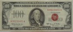 Банкнота 100 долларов США. Красная печать