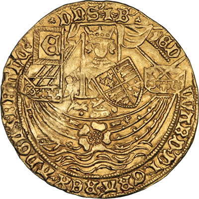 Золотой нобль.  1461– 1485г. Вес 7,7гр.  